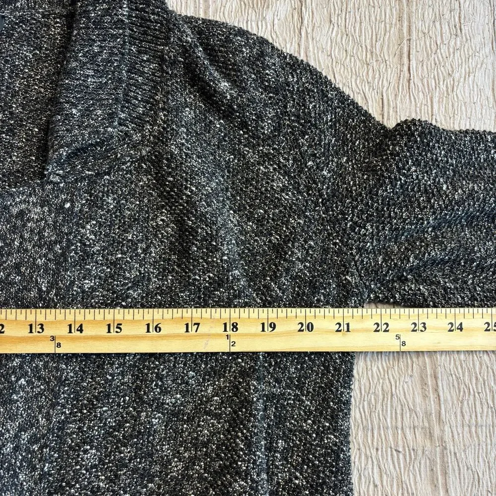 Eileen Fisher Organic Linen Organic Cotton Open Front‎ Cardigan Sm Black Marled